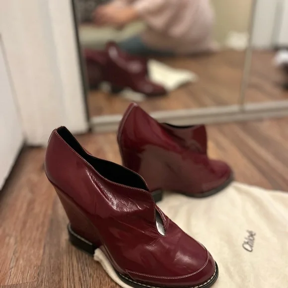 Chloe Deep Red Heeled Boots - Picture 2 of 8